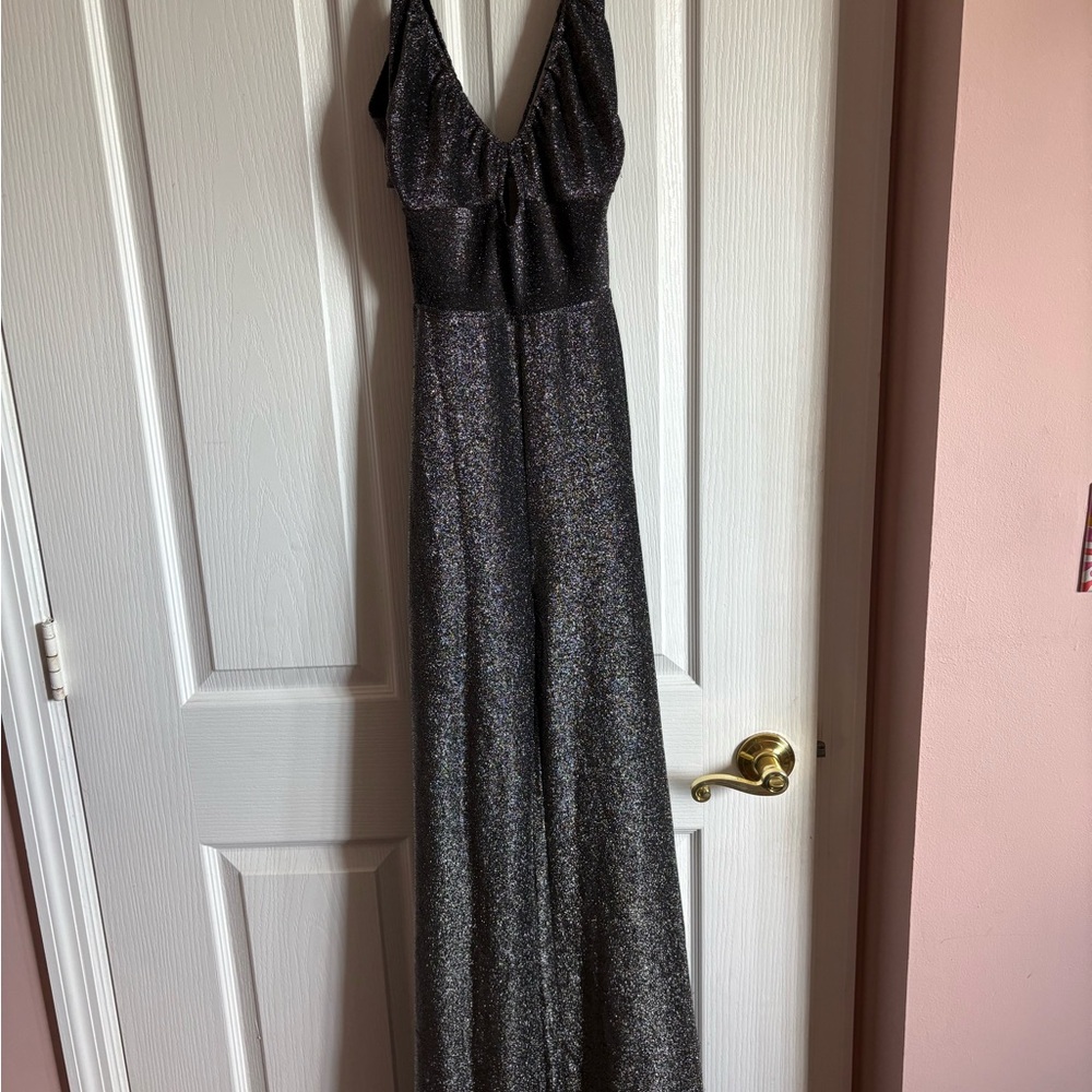 Urban Outfitters Black and Silver Halter Gown